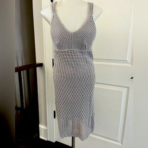 Women’s athleta small Gray Knit crocheted cross back Sleeveless Dress